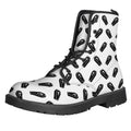Black And White Coffin Pattern Print Lace-Up Boots