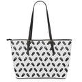 Black And White Coffin Pattern Print Leather Tote Bag With Zipper