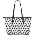 Black And White Coffin Pattern Print Leather Tote Bag