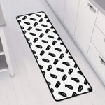 Black And White Coffin Pattern Print Long Kitchen Mat
