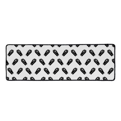 Black And White Coffin Pattern Print Long Kitchen Mat