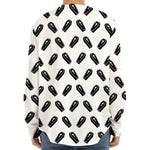 Black And White Coffin Pattern Print Long Sleeve Baseball Jersey