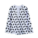 Black And White Coffin Pattern Print Long Sleeve Short Coat