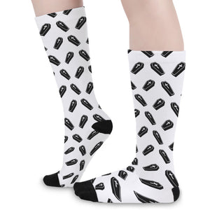 Black And White Coffin Pattern Print Long Socks