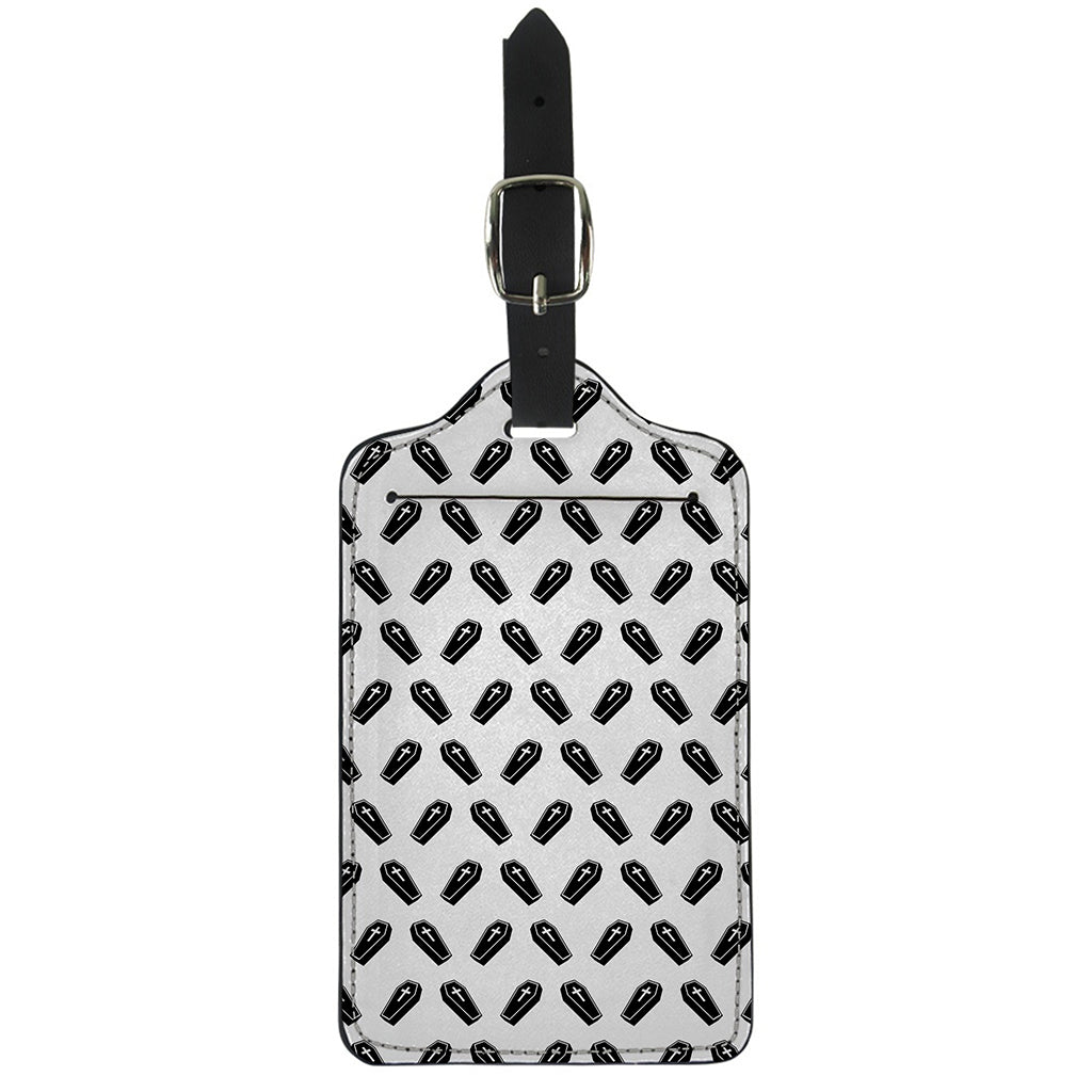 Black And White Coffin Pattern Print Luggage Tag