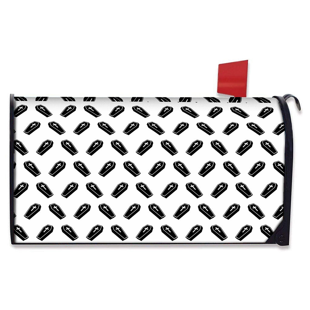 Black And White Coffin Pattern Print Mailbox Cover