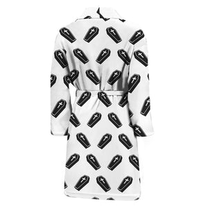 Black And White Coffin Pattern Print Men's Bathrobe