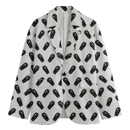 Black And White Coffin Pattern Print Men's Blazer