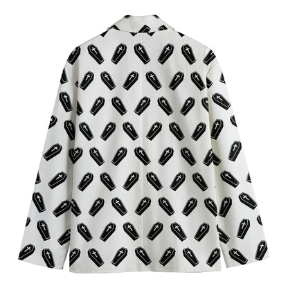 Black And White Coffin Pattern Print Men's Blazer