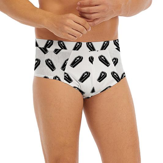 Black And White Coffin Pattern Print Men's Briefs