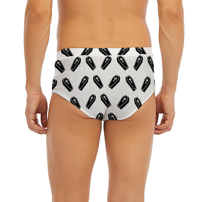 Black And White Coffin Pattern Print Men's Briefs