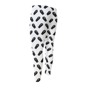 Black And White Coffin Pattern Print Men's Compression Pants