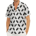 Black And White Coffin Pattern Print Men's Deep V-Neck Shirt