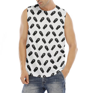 Black And White Coffin Pattern Print Men's Fitness Tank Top