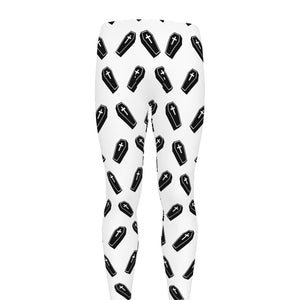 Black And White Coffin Pattern Print Men's leggings