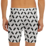 Black And White Coffin Pattern Print Men's Long Boxer Briefs