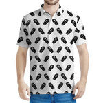 Black And White Coffin Pattern Print Men's Polo Shirt