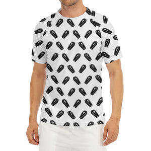 Black And White Coffin Pattern Print Men's Short Sleeve Rash Guard