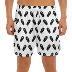 Black And White Coffin Pattern Print Men's Split Running Shorts