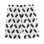 Black And White Coffin Pattern Print Men's Sports Shorts