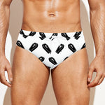 Black And White Coffin Pattern Print Men's Swim Briefs