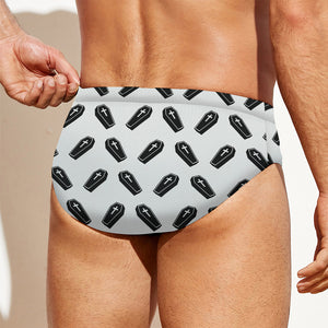 Black And White Coffin Pattern Print Men's Swim Briefs