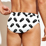 Black And White Coffin Pattern Print Men's Swim Briefs