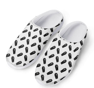 Black And White Coffin Pattern Print Mesh Casual Shoes