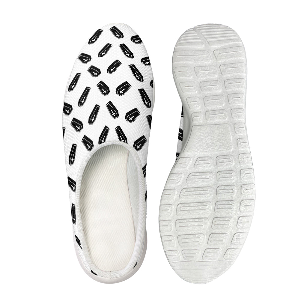 Black And White Coffin Pattern Print Mesh Casual Shoes