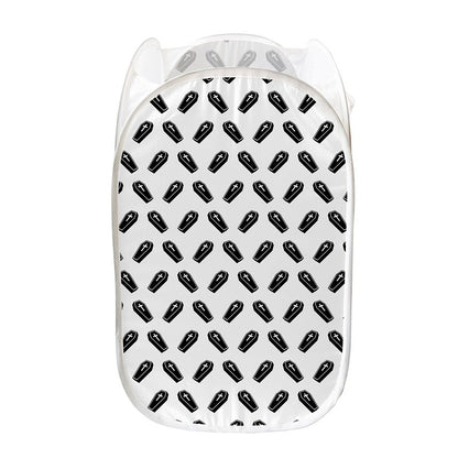 Black And White Coffin Pattern Print Mesh Laundry Hamper