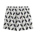 Black And White Coffin Pattern Print Mesh Shorts