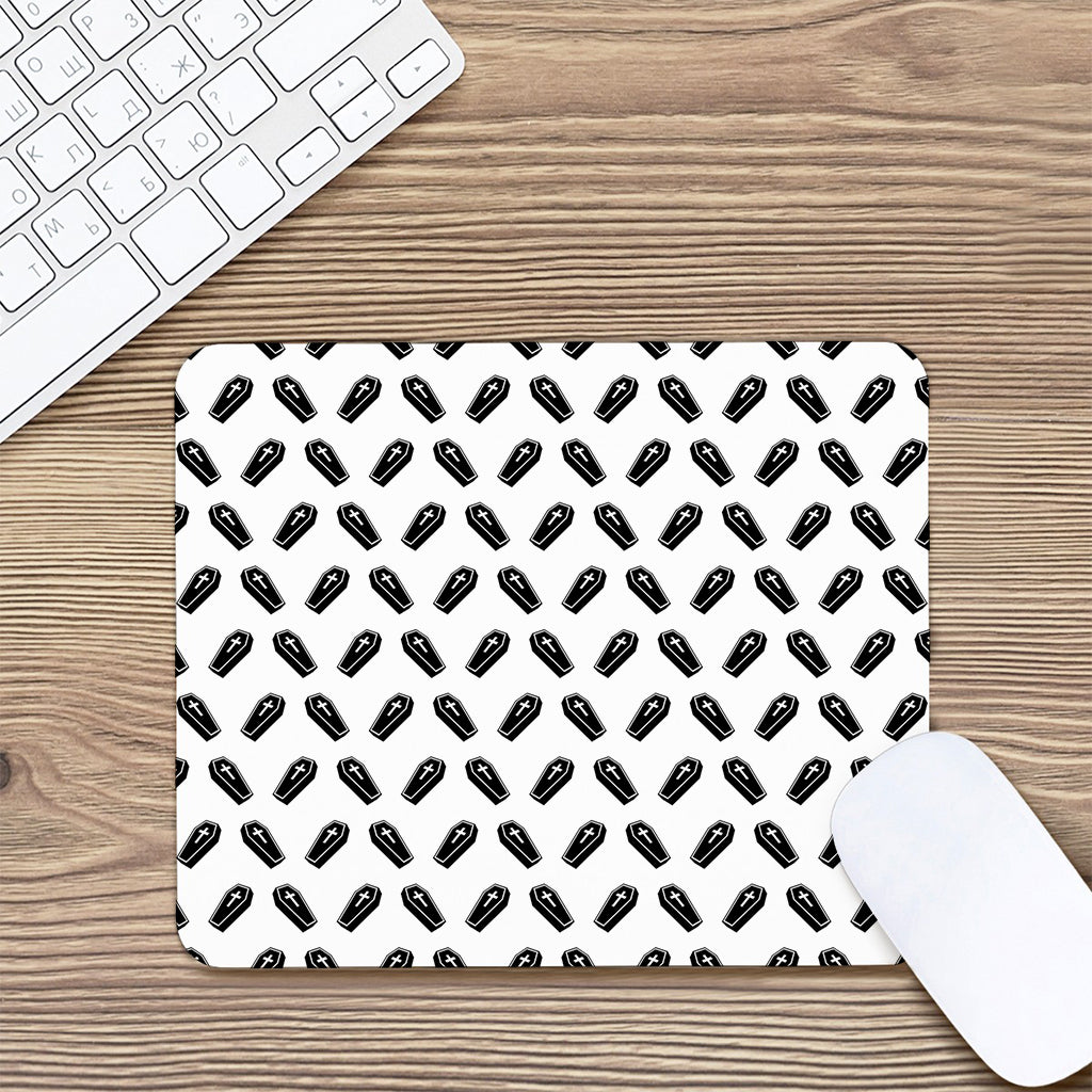 Black And White Coffin Pattern Print Mouse Pad