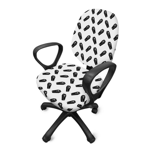 Black And White Coffin Pattern Print Office Chair Cover