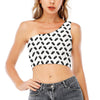 Black And White Coffin Pattern Print One Shoulder Crop Top