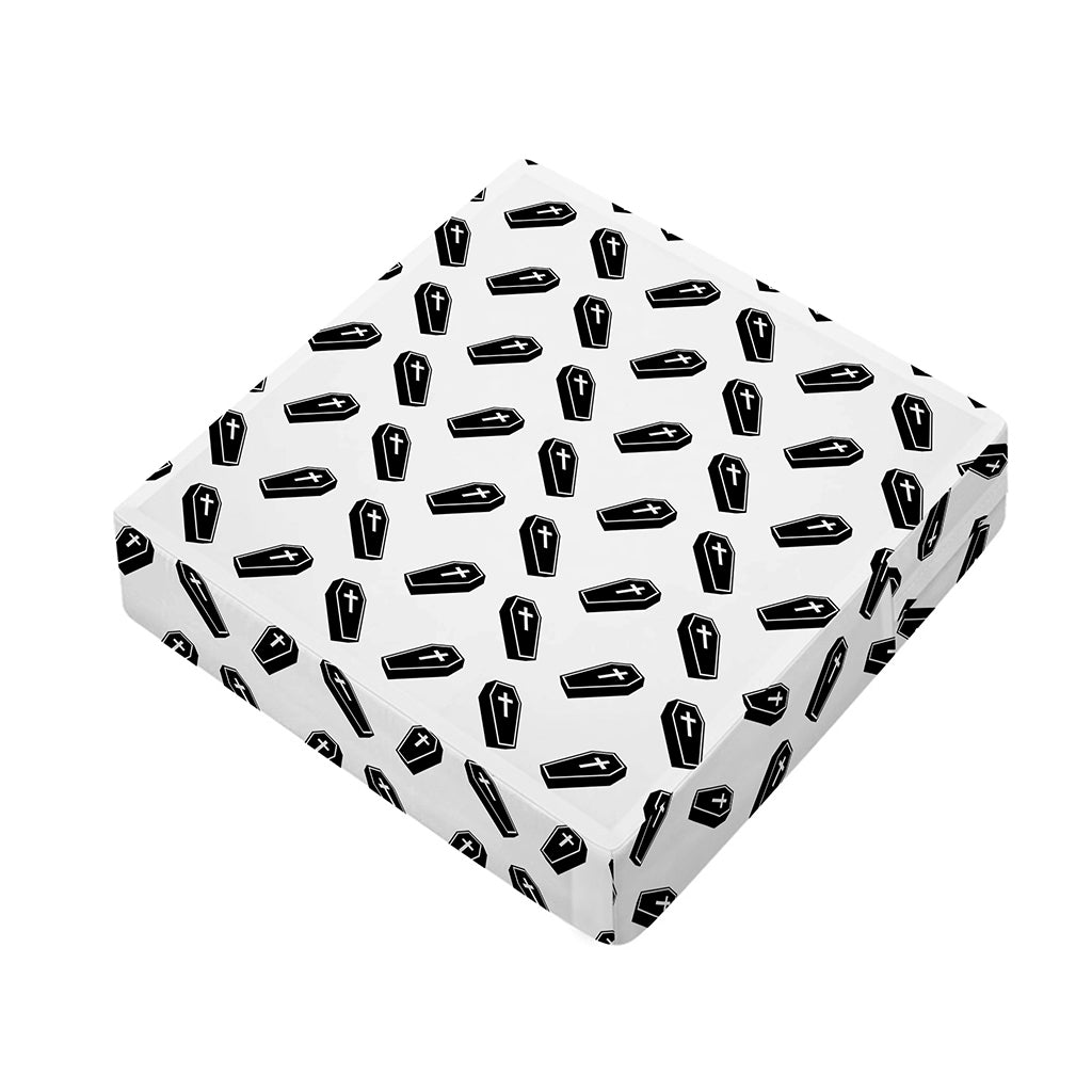 Black And White Coffin Pattern Print Outdoor Seat Cushion Cover