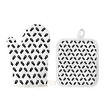 Black And White Coffin Pattern Print Oven Mitt And Pot Holder Set