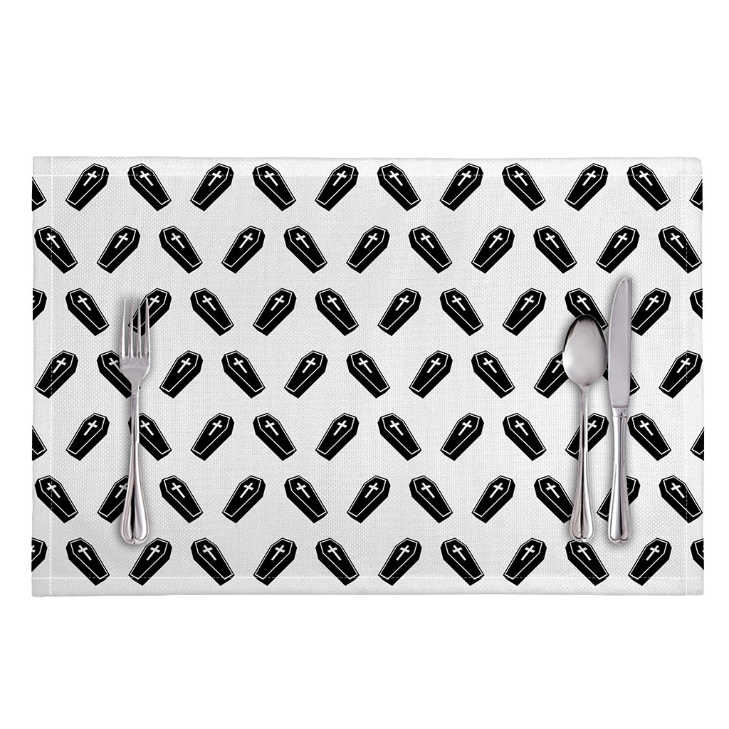 Black And White Coffin Pattern Print Placemat