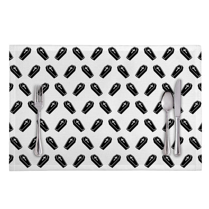 Black And White Coffin Pattern Print Placemat