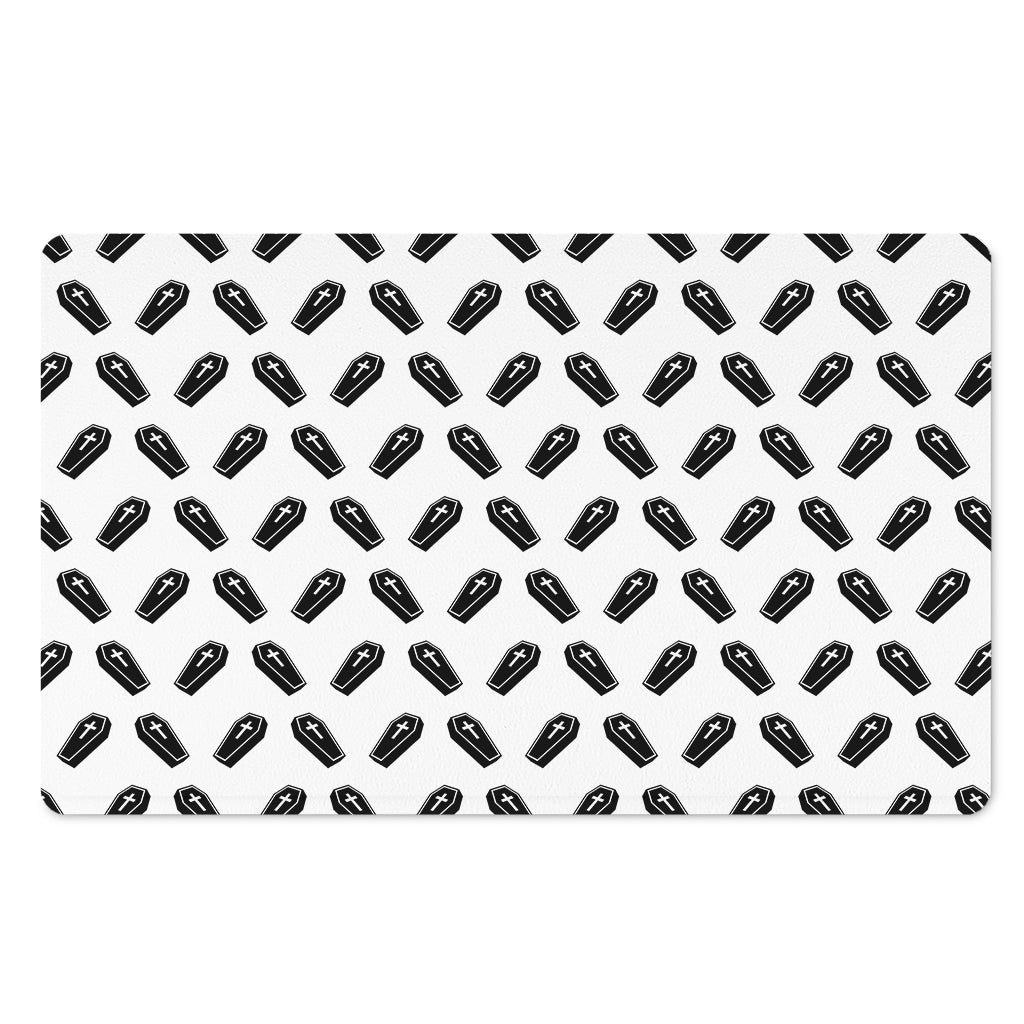 Black And White Coffin Pattern Print Polyester Doormat