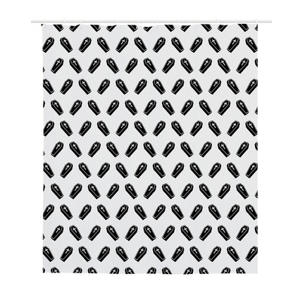 Black And White Coffin Pattern Print Polyester Shower Curtain