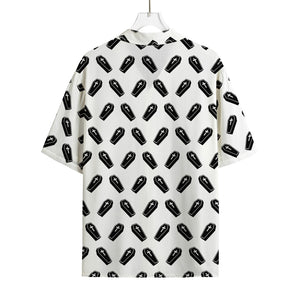 Black And White Coffin Pattern Print Rayon Hawaiian Shirt