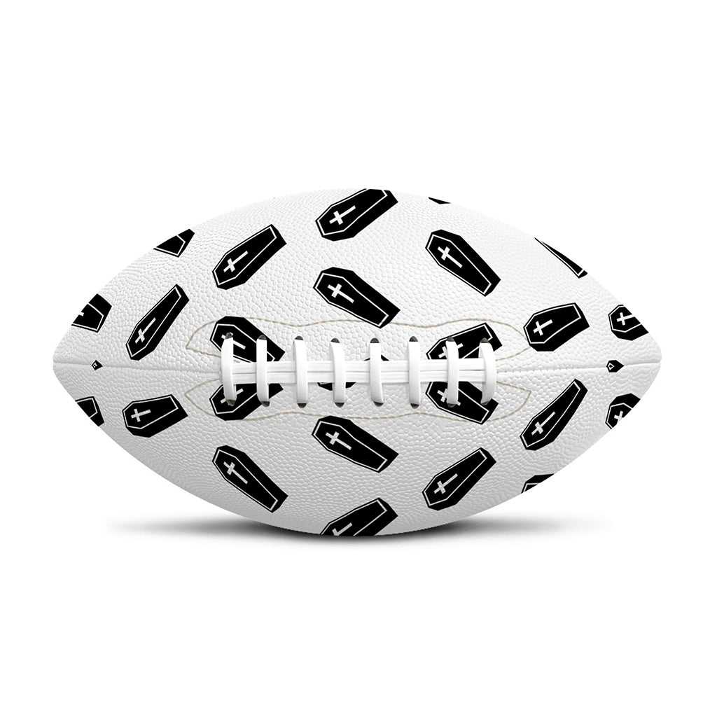 Black And White Coffin Pattern Print Rugby Ball
