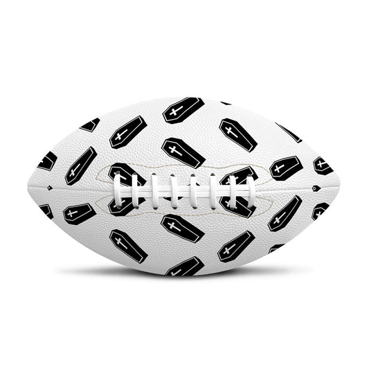 Black And White Coffin Pattern Print Rugby Ball