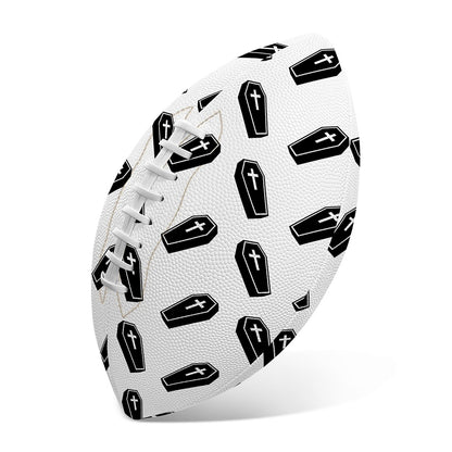 Black And White Coffin Pattern Print Rugby Ball