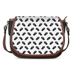 Black And White Coffin Pattern Print Saddle Bag