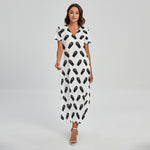 Black And White Coffin Pattern Print Short Sleeve Maxi Dress