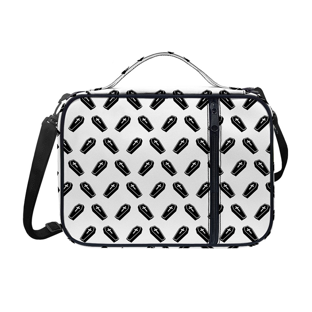 Black And White Coffin Pattern Print Shoulder Strap Bible Bag
