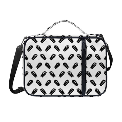 Black And White Coffin Pattern Print Shoulder Strap Bible Bag