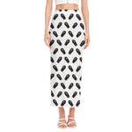 Black And White Coffin Pattern Print Side Slit Maxi Skirt