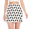 Black And White Coffin Pattern Print Side Slit Mini Skirt